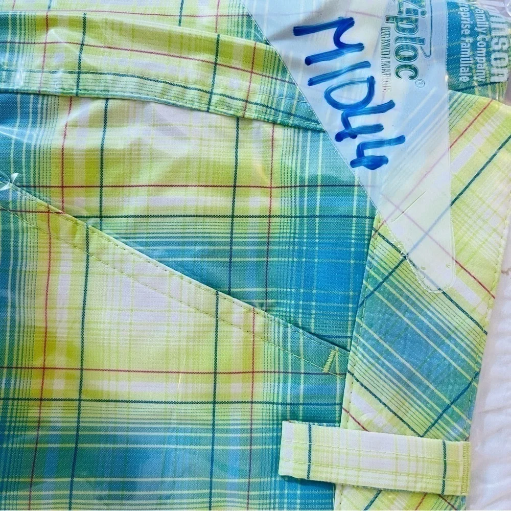 Puma Sport life Style Plaid Golf Shorts Men Size 36 Color Green/Blue Pockets